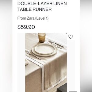 Zara double layer 100% linen table runner